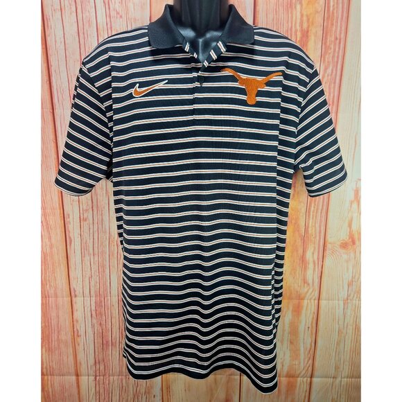 Texas Longhorns Nike Dri-Fit Polo Shirt Large Navy Striped NWOT - Picture 1 of 7